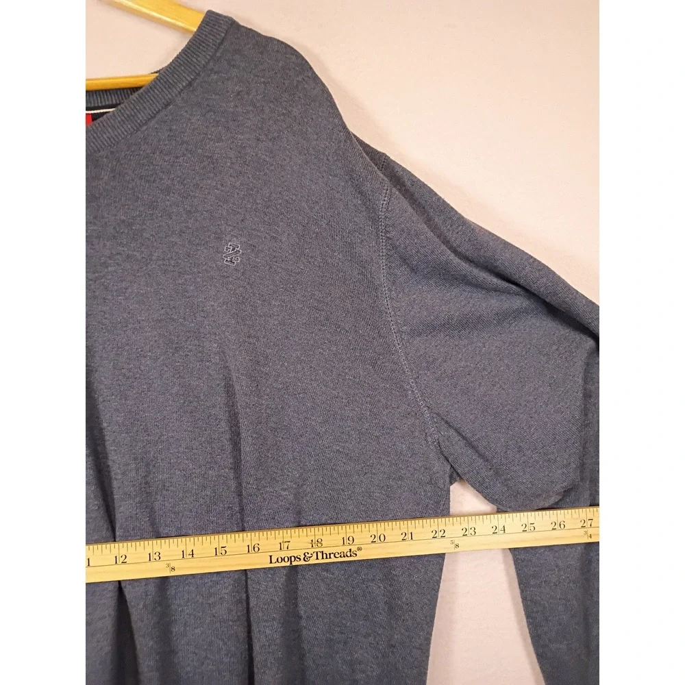 Classic Preppy IZOD Mens XXL Blue V-Neck Long Sleeve Knit Logo Sweater